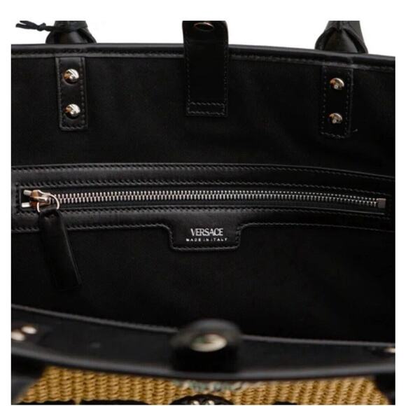 Versace Medusa La Vacanza Studded Raffia Leather Trim Large Tote Bag NWT $2,075 - Picture 12 of 16